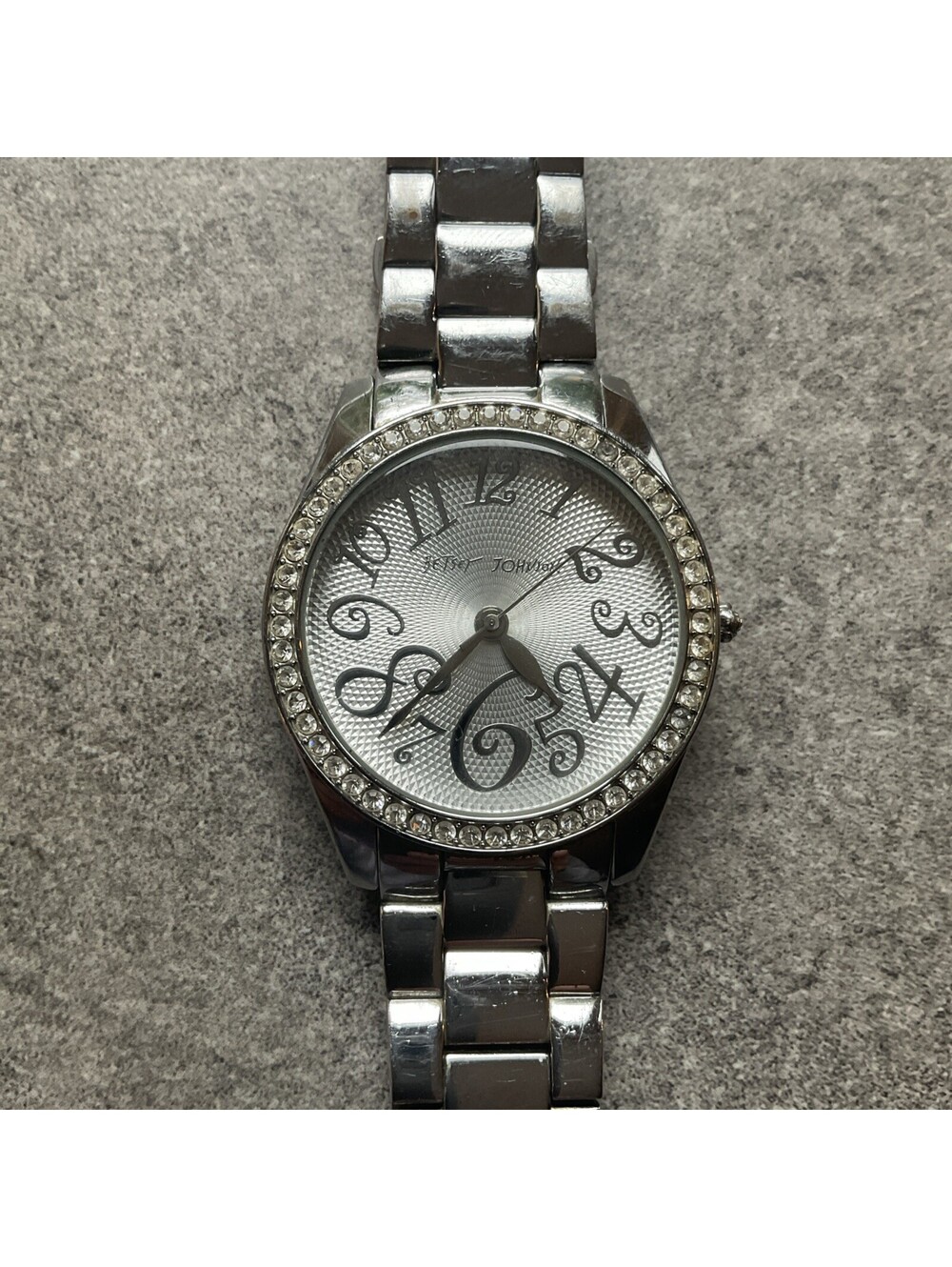 Betsy Johnson Womens Watch 40mm Stainless Steel Case/Band Crystal Accent Bezel V